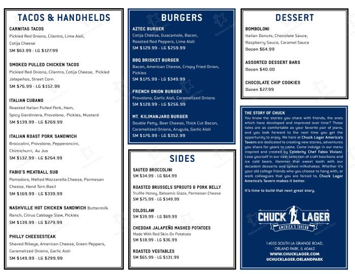 Chuck lager happy hour menu