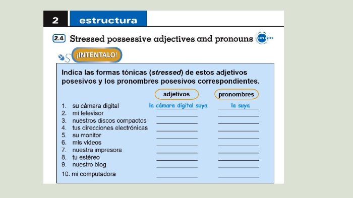 Pronouns possessive adjectives exercises pronoun subject ingles grammar selme possessif lotus sari winda putri